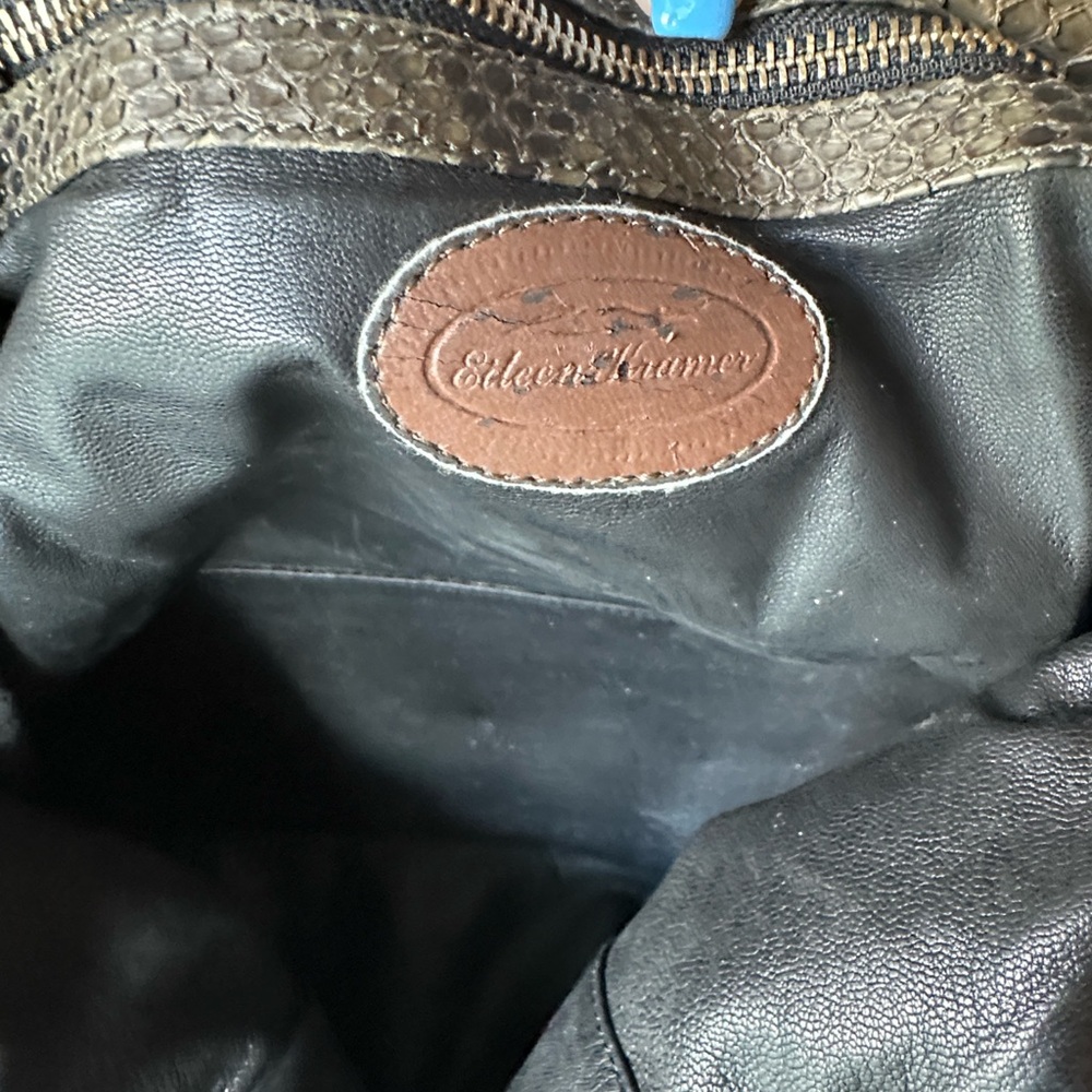 Black/green genuine Python skin Shoulder Bag with… - image 10